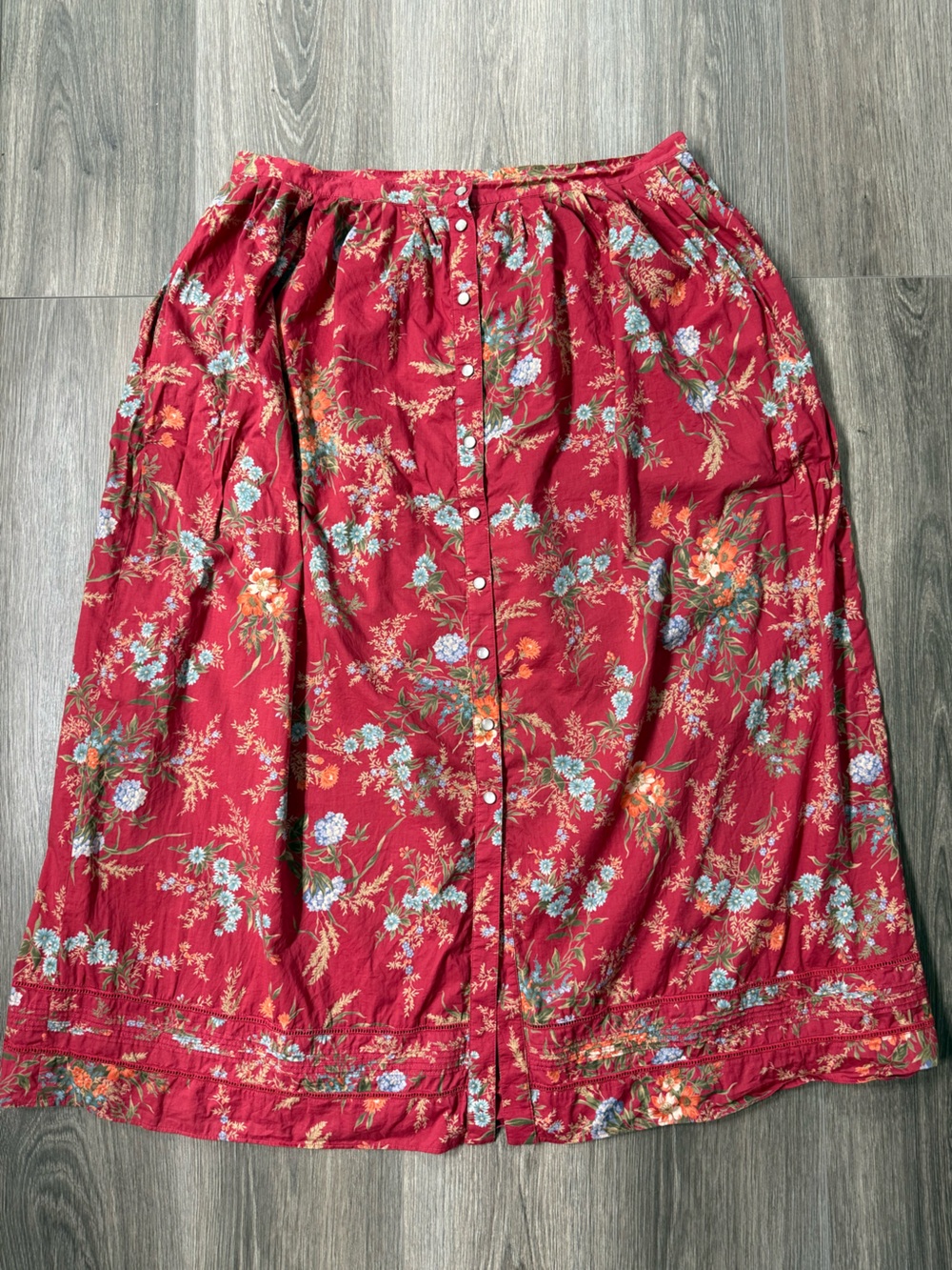 Vtg Lauren Ralph Lauren Maxi Prairie Skirt 16 Boho Cottagecore Floral Western